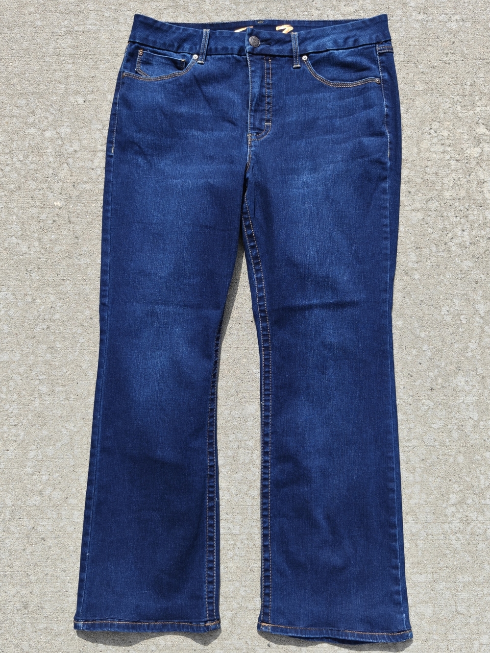 Seven7 Tummyless Slim Boot Jeans Womens 16 High Rise Dark Wash Blue Stretch